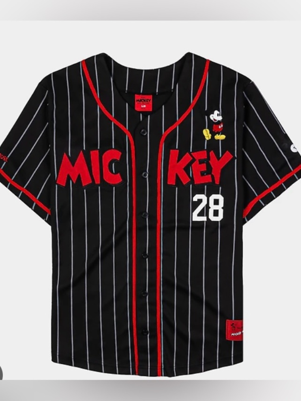Disney Mickey and Friends By Shoe Palace Mens Striped Baseball Jersey Black/Red